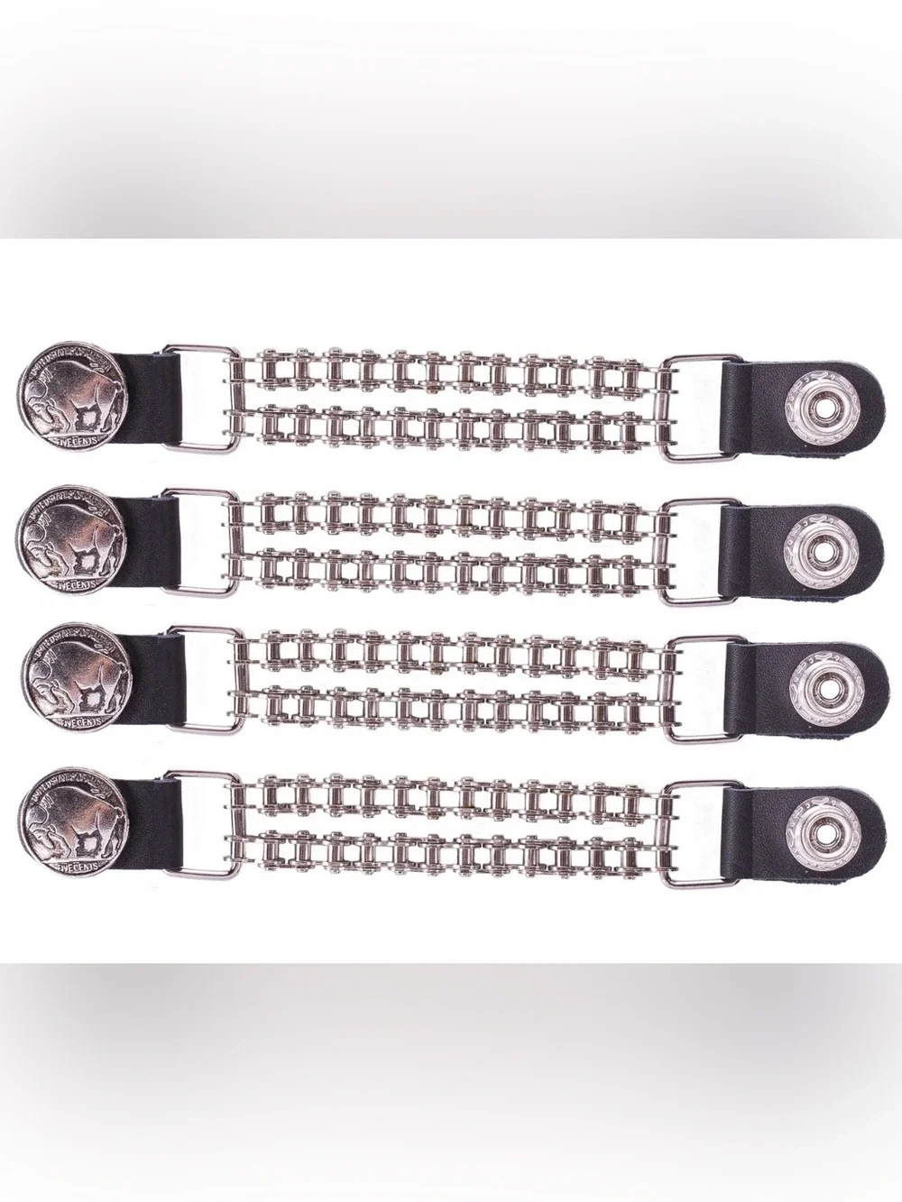 Buffalo Nickel Leather Vest Extender(4 Set) Motorcycle Biker Chain
